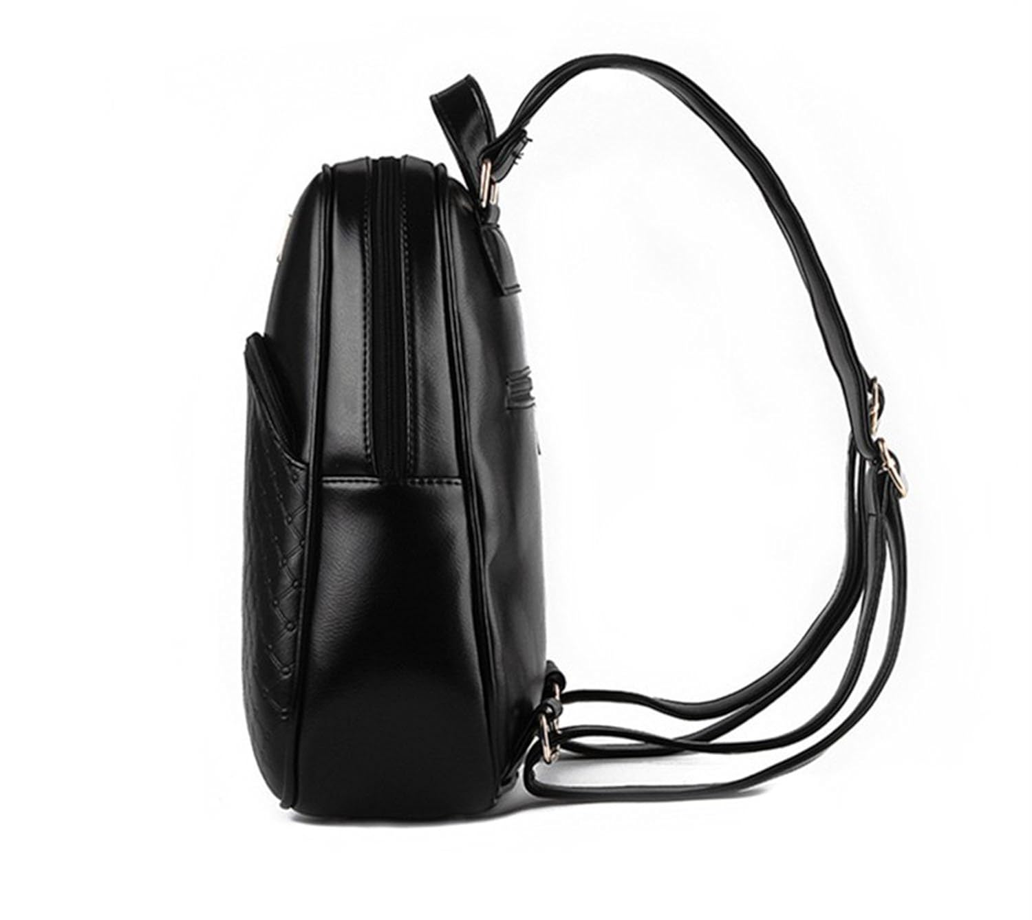 di grazia women's small pu leather black casual backpack
