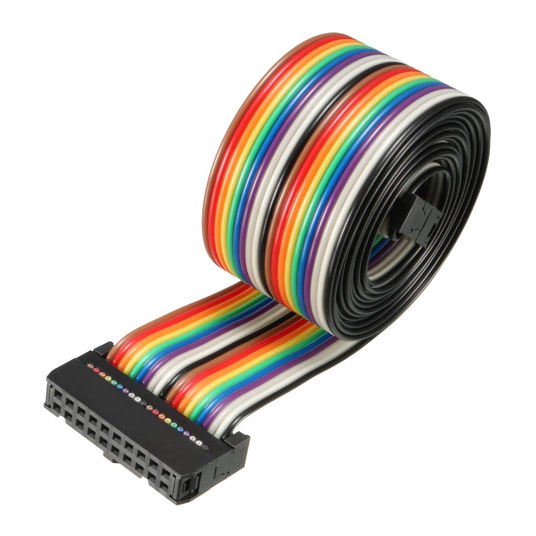 sourcing map IDC Rainbow Wire Flat Ribbon Cable 20 Pins 118cm Length 2.54mm Pitch Type-C