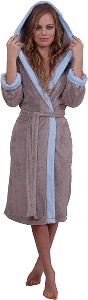Di Ficchiano Damen Bademantel Lana mit Kapuze/Größen XS - 3XL / Öko-Tex Standard 100
