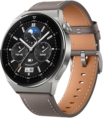 Huawei Watch GT 3 Pro Smartwatch Titanium Sapphire Grey Leather 46mm O2 HR