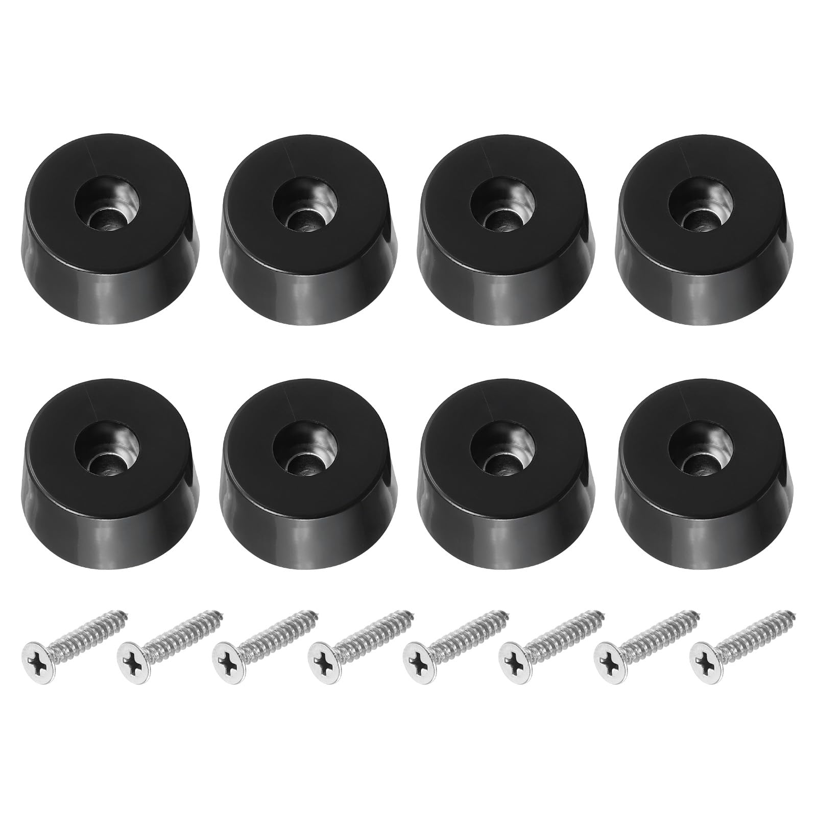 PATIKIL Cutting Board Feet, 8 Pack Round Rubber Feet Bumpers Non Slip Bumper Pads with Stainless Steel Screws for Furniture Chairs Desks Electronics (0.2"Wx0.55"H)