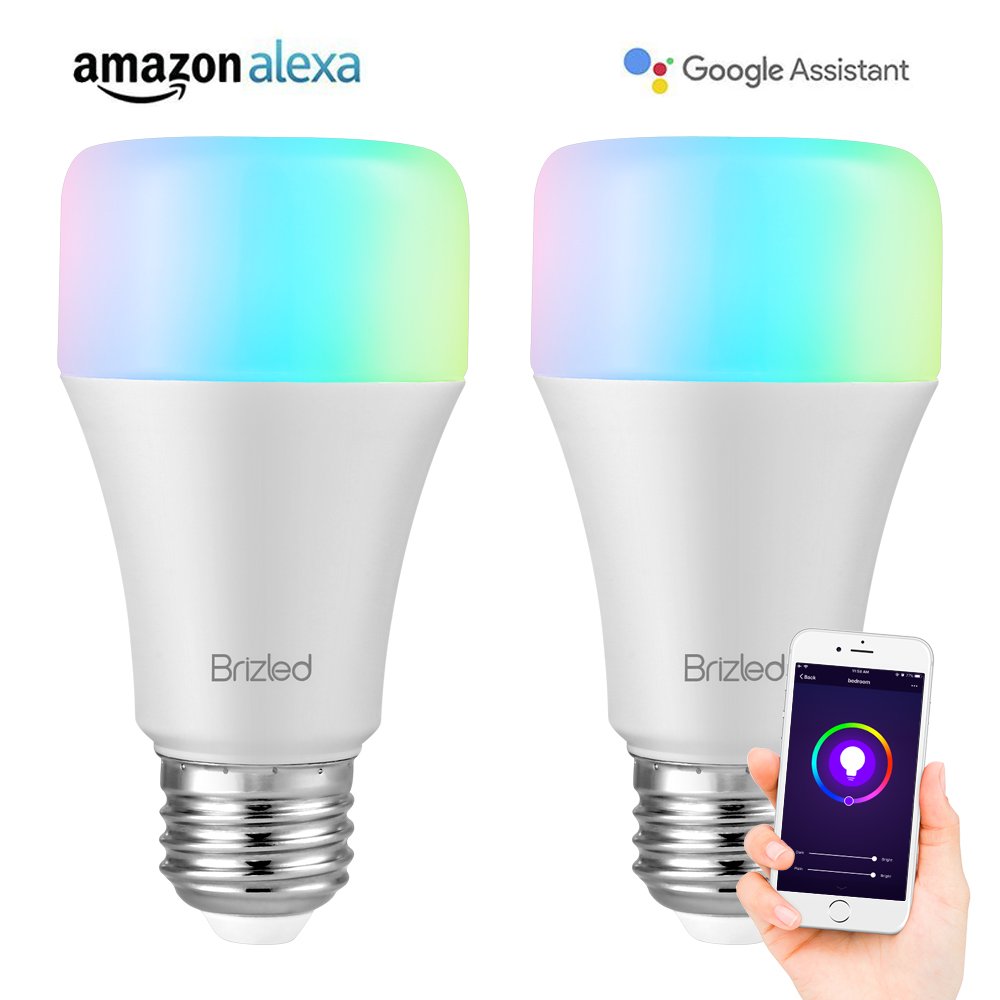 Brizled WiFi Smart Light Bulbs, A19 9W Warm White and Color Ambiance