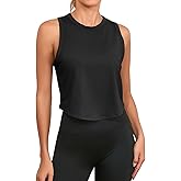 Fisoew Womens Workout Cropped Tank Tops Racerback Sleeveless Crewneck Running Yoga Active Shirts