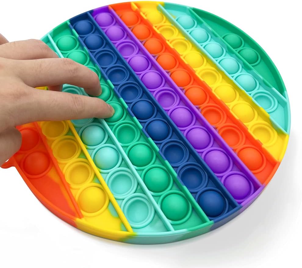 OCACA Big Size Fidget Pop Toys, Pop Up It Push Bubble Sensory Toys to Relieve Stress & Anxiety for Special Education School Supplies, Kids and Adults, Rainbow 7.9 inch (Rainbow, Circle) : Office Products