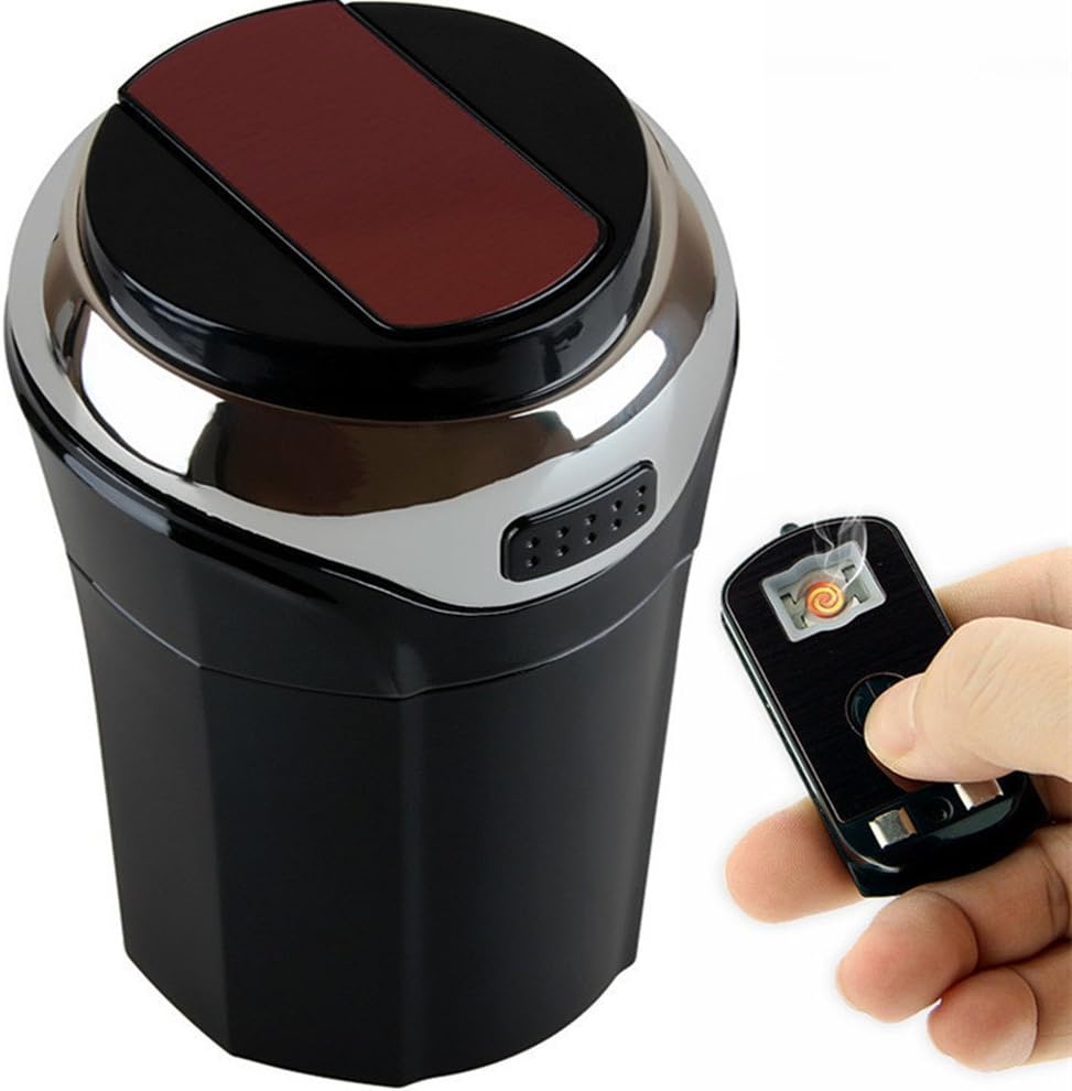 AUTLY Car Ashtray Cup with Detachable smokeless Lighter and Blue LED