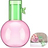 Leinuosen 4.2 x 2.7 Inch Cute Glass Carafe Bedside Water Pitcher and Glass Cup Set 9.9 oz Compact Cherry Kettle for Bathroom 