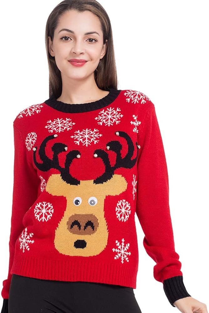 ZEALOTPOWER Women’s Christmas Sweater Ugly Pullover Cute Snowman Snowflake Round Neck