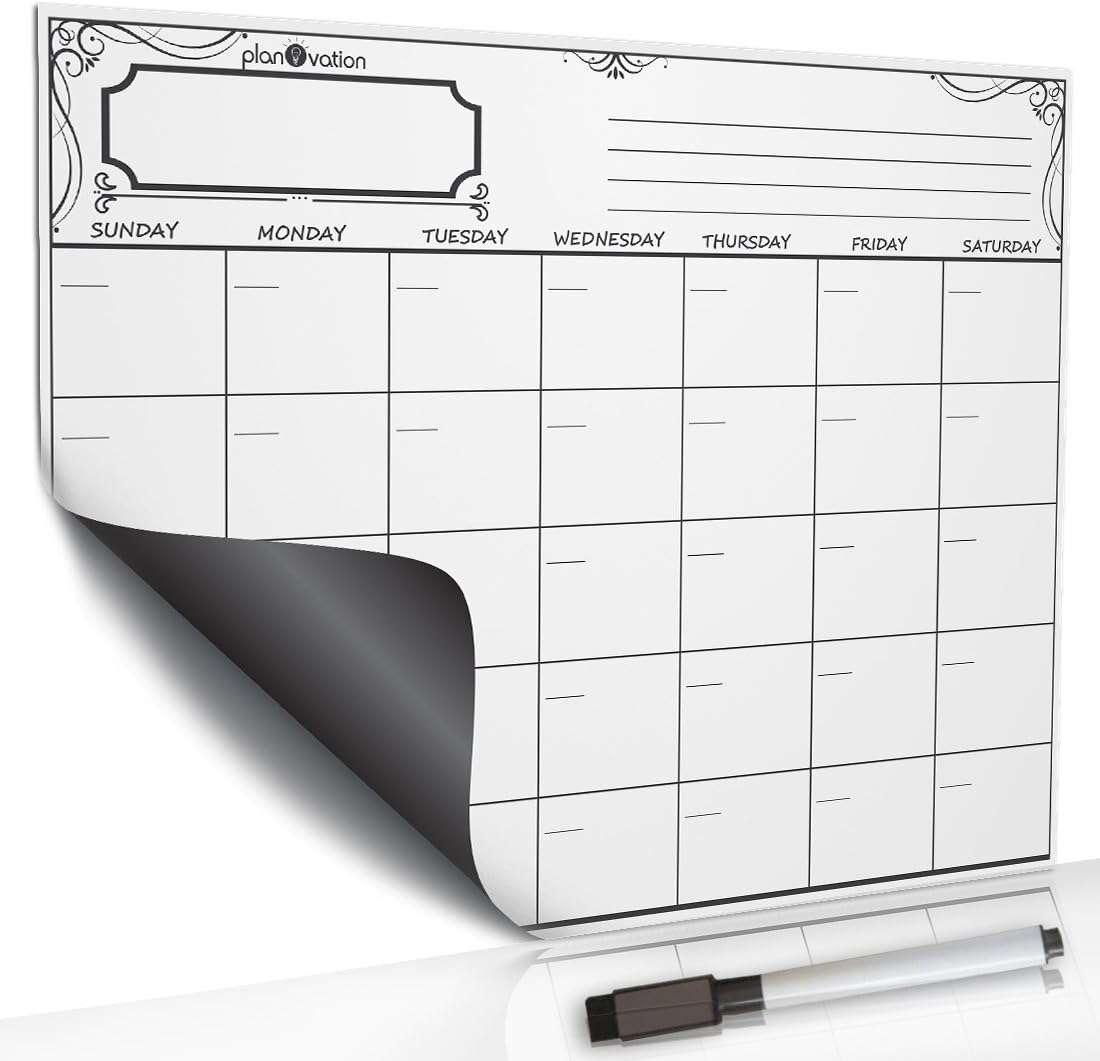 Magnetic Dry Erase Refrigerator Calendar / 2017-2018 Monthly Planner Calendar Whiteboard