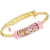 Ross-Simons Italian Pink Murano Glass Floral Bead Wrap Bracelet