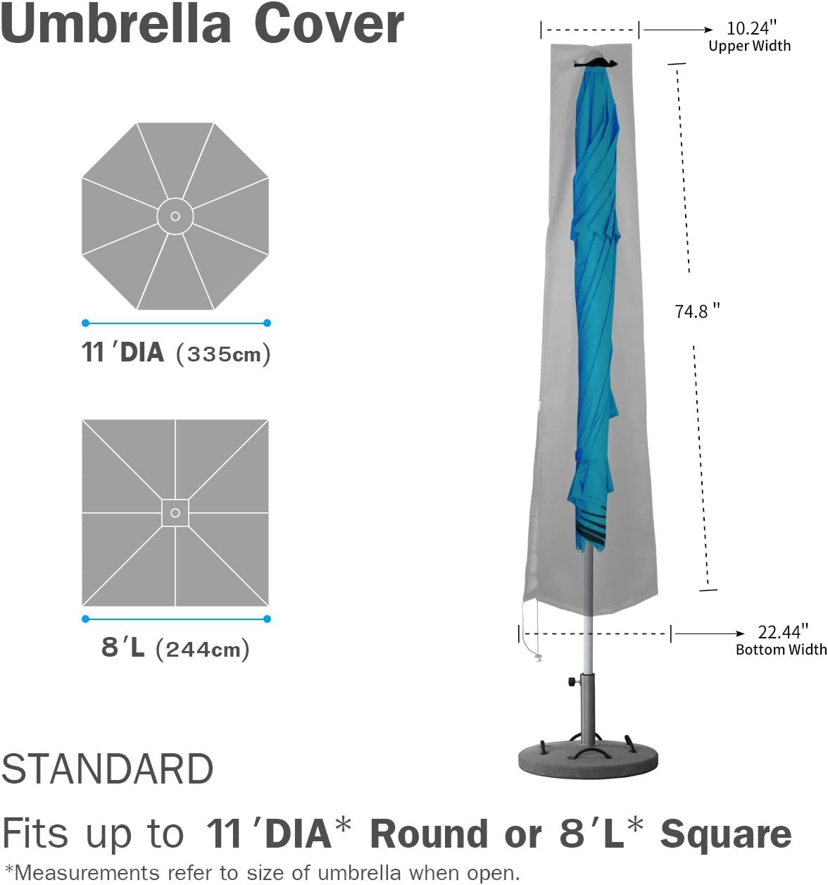 Umbrella Covers, Patio Waterproof Market Parasol Covers with Zipper for 7ft to 11ft Outdoor Umbrellas Large : Garden & Outdoor