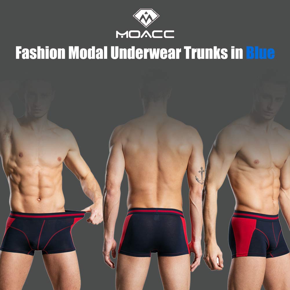 Men\'s Micro Modal Trunks Pack of 4 Underwear Soft Waistband Low Rise Boxer Briefs No Fly Pouch,Size S