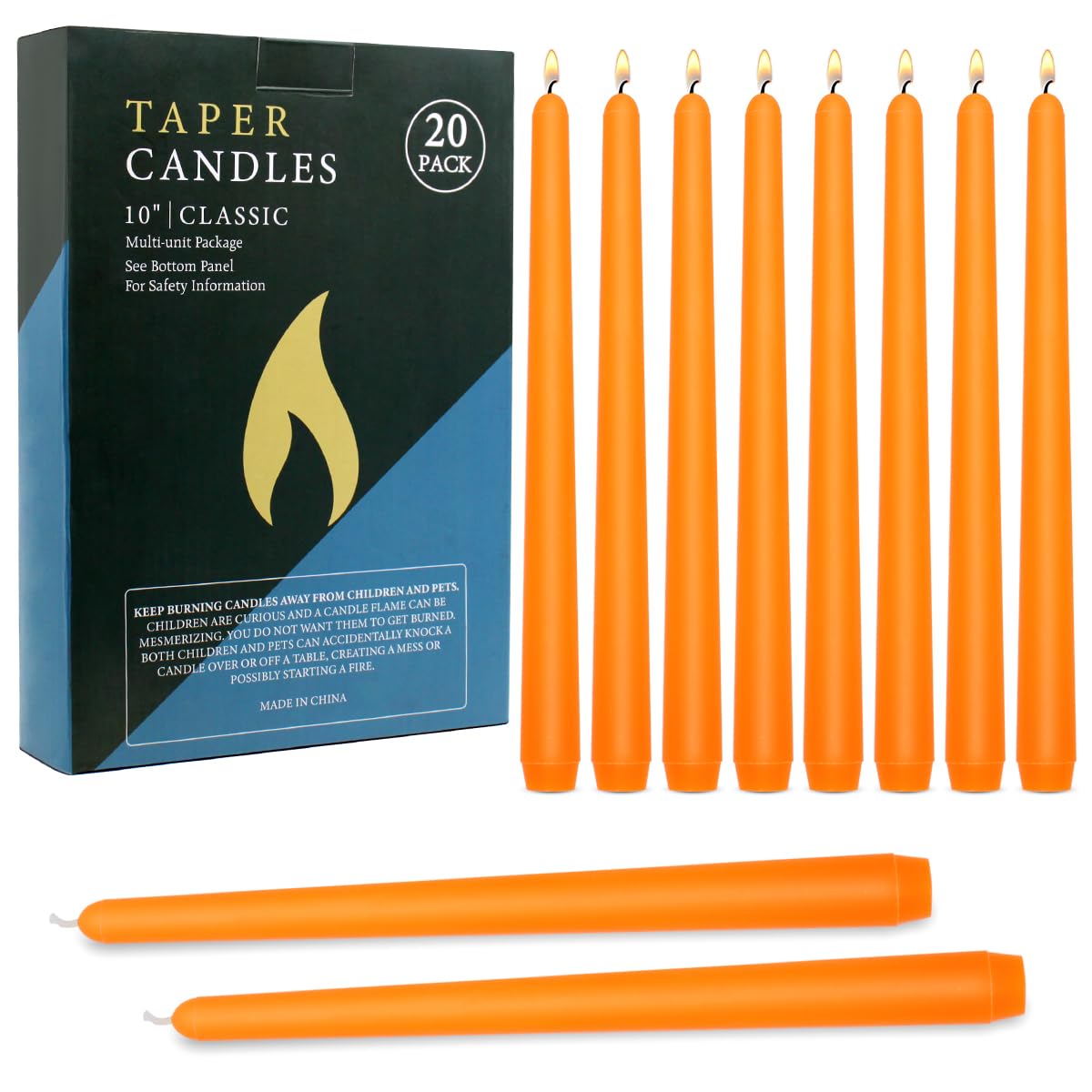 Photo 1 of 20 Pcs Orange Taper Candles, 10×7/8 Inch Thin Candlesticks, Great for Halloween Fall Harvest Dinner Party and Emergency
