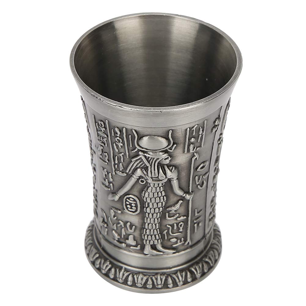 Tnfeeon Whiskey Shot Glass, Vintage Metal Hand-Embossed Wine Goblet Mini Cup For Tequila Vodka Brandy Whisky Rum Sake(Ancient tin)