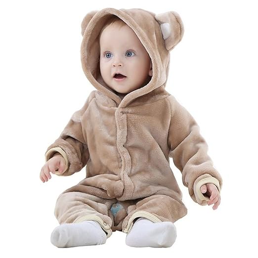 MICHLEY Baby mädchen und Junge Flanell Winter Strampler Bekleidung Karikatur Tier Jumpsuit Spielanzug