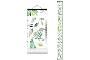 Nustila Green Plants Growth Chart for Kids Baby Height Chart Ruler Removable Canvas Wooden Frame Hanging Wall Rulers Measurement Charts for Toddler Room Nursery Decor - 79"X7.9" with Black Wood
