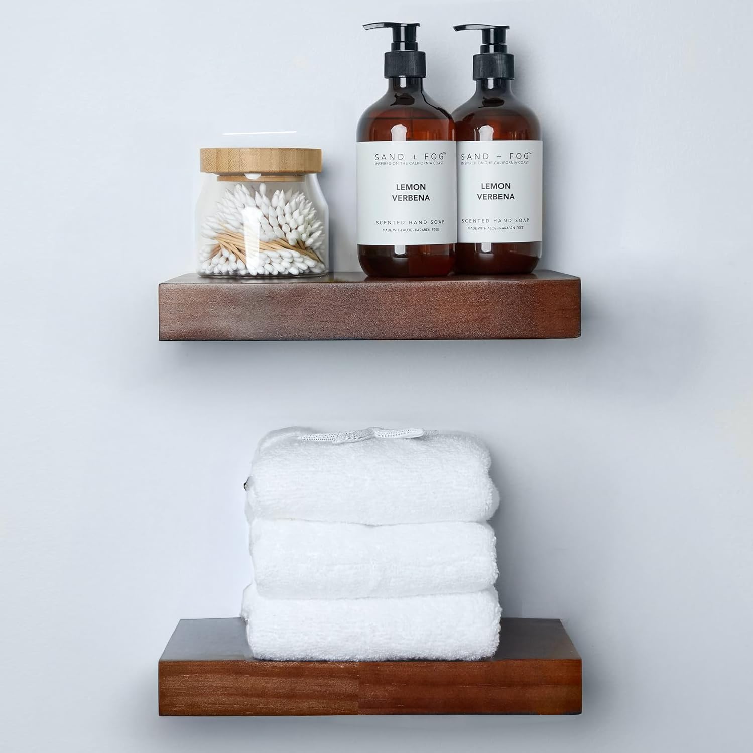 Photo 1 of Homeforia Walnut 12 inch Floating Shelf, High End Solid Real Wood Small 12inch Floating Shelves for Wall Mounted, Dark Brown 12in Floating Shelves, Heavy Duty Bracket, 12 X 6.5 X 1.75 inches, Set of 2