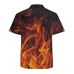Orange Fire Mens Funny Hawaiian Shirts 3D Graphic