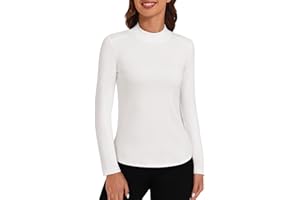 Bonneuitbebe Women's Thermal Top Long Sleeve Fleece Lined Undershirts Mock Neck Stretchy Base Layer Tops Cold Weather