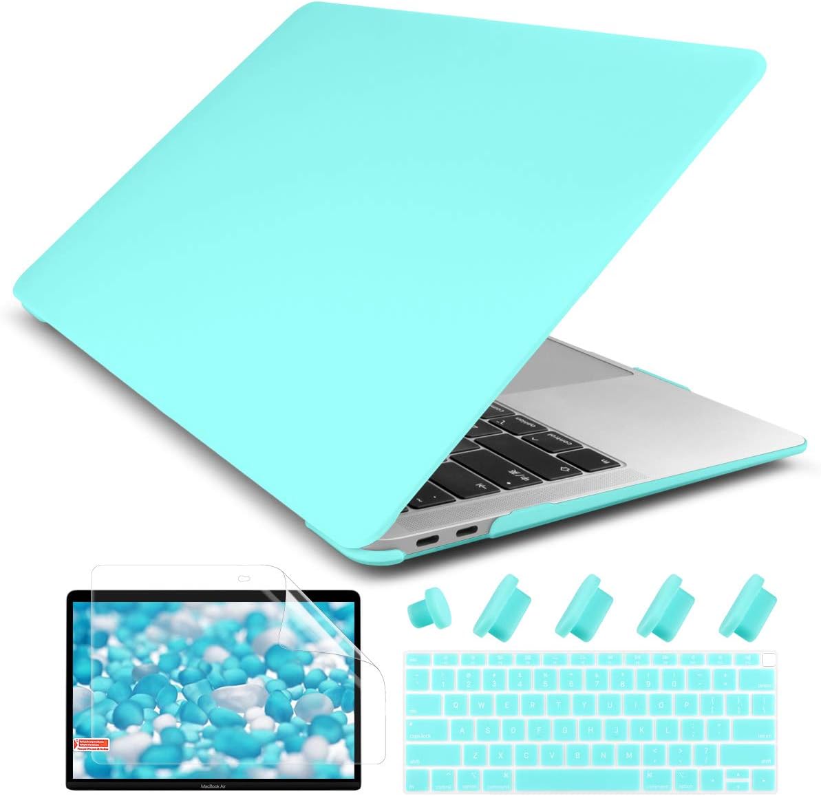 Dongke Smooth Matte Frosted Hard Shell Cover for MacBook Air 13 Inch with Retina Display fits Touch ID, Air 13 Inch Case 2020 2019 2018 Release Model: A2179/A1932 (Frost Cyan)