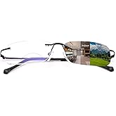 Rimless Bifocal Reading Glasses Transition Photochromic UV400 Protection Sun Readers Titanium Eyewear for Men