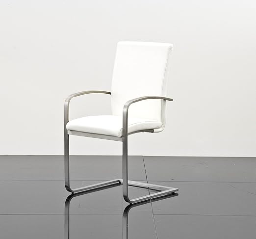 2 Stuhle Esszimmerstuhle Schwingstuhl Freischwinger Armlehnen Leder Weiss Amazon De Kuche Haushalt