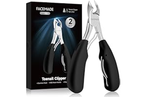 FACEMADE Toenail Clippers, Professional Ingrown Toenail Tools, Podiatrist Toenail Clippers, Super Sharp Curved Blade Suitable for Trimming Ingrown or Thick Toenails, Suitable for Men & Seniors (Black)