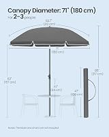 SONGMICS 1.8m Parasol Garden Umbrella UPF 50+ 30° Tilt Height Adjustable view 5