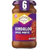 Patak's Vindaloo Spice Paste, Hot Indian Curry with 11 Expertly Blended Spices, Gluten-Free &amp; Vegan, Flavorful Base for Chicken, Seafood, Vegetables &amp; More, 10 oz Jar, 6-Pack