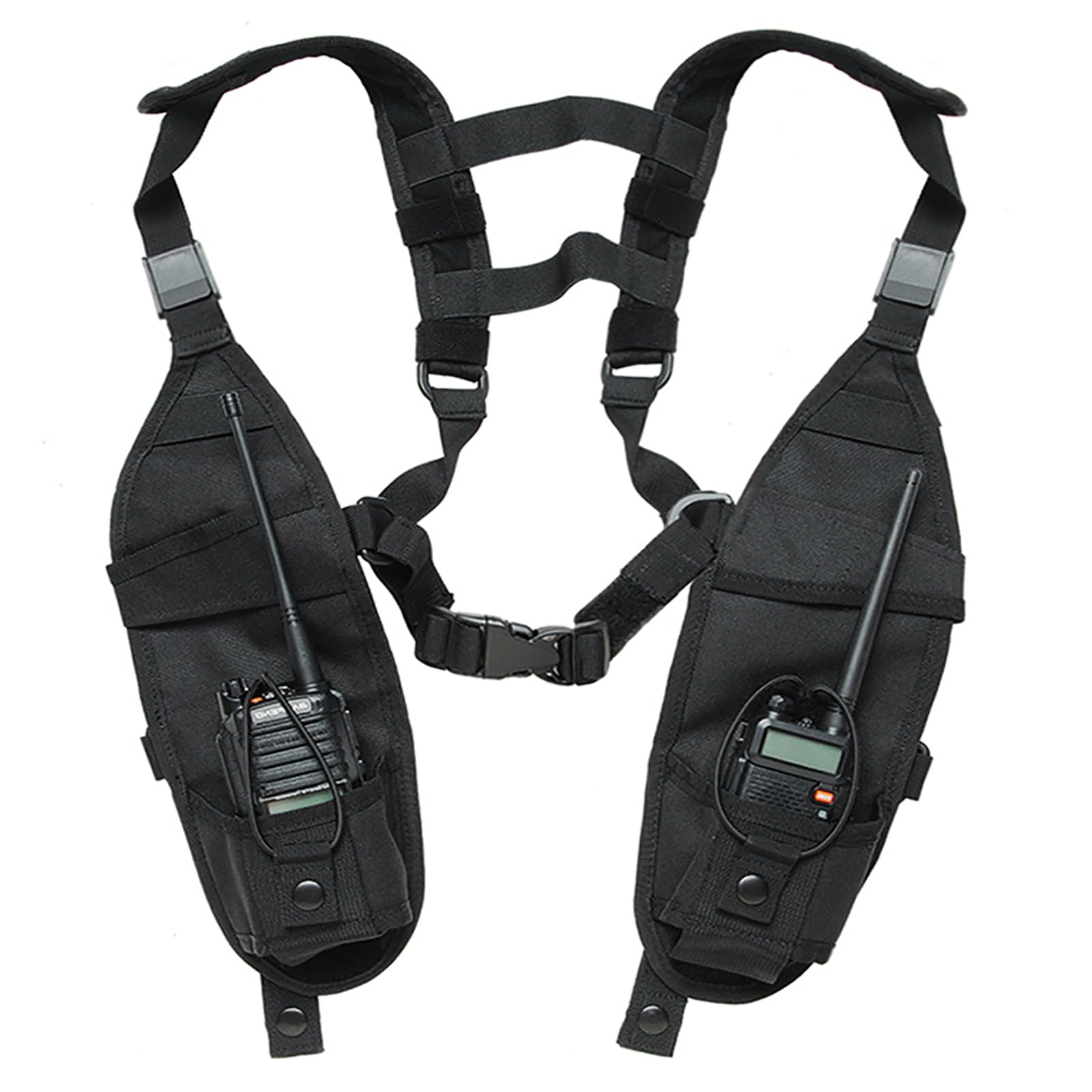 CYSSJF Walkie Talkie Chest Harness Covert Universal Double Radio Shoulder Harness Chest Holster Vest Rig for Police Firefighter Security and Construction Sites