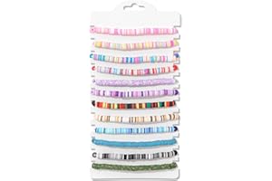 Raicegs 12PCS Heishi Friendship Bracelets for Teen Pack Surfer Bracelets Anklets Colorful Clay Beaded Bracelets for Women Man Boho Stack Beach Summer Jewelry