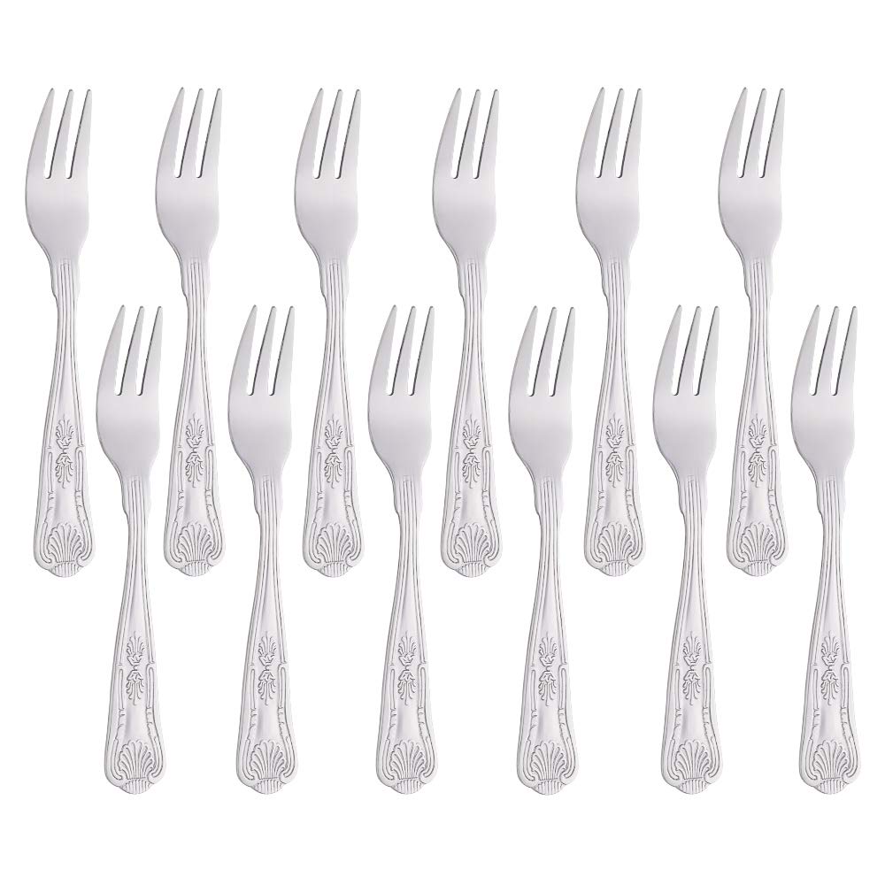 Buyer Star Cake Forks Tea Appetizer Pastry Salad Mini Forks, 18/0 Stainless Steel Fruit Fork Mirror Polished (Set of 12, Silver)