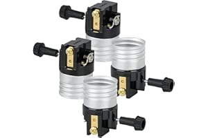 4 Pieces 3 Way Lamp Socket Replacement, Medium Base E26 Lamp Socket, Incandescent Lamp Holder, Removable Turn Knob, 2-Circuit