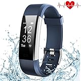 Kybeco Fitness Tracker, Elegant Waterproof Heart Rate Monitor Activity Tracker Bluetooth Wearable Wristband Wireless Step Counter Smart Bracelet Watch for Android and iOS Smartphones (Blue)