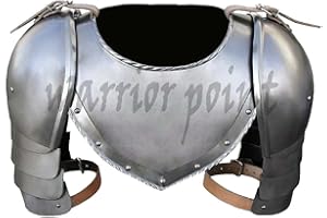WARRIORPOINT Medieval Iron Gorget Spaulders Arm Shoulder Set Viking Crusader Pauldrons Armor