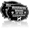Faittoo Beware of Dog Sign Outdoor, Keep Gate Closed Sign, 2 Pack 10"x7" Rust Free Reflective Aluminum, Fade Resistant, UV Pr