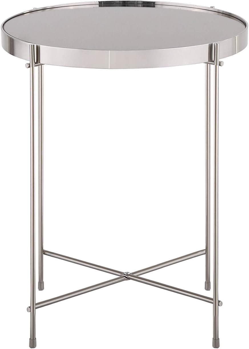Bo Living Oakland Circular Side Table, Metal, Brushed Nickel