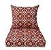 BOSSIMA Indoor/Outdoor Red Damask Deep Seat Chair Cushion Set.Spring/Summer Seasonal Replacement Cushions