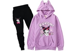 Satdflie Anime Hoodie Sweatshirt and Sweatpants 2 Piece Outfits Petite Women Girls Hooded Pullover Sweatsuits Jogger Sets