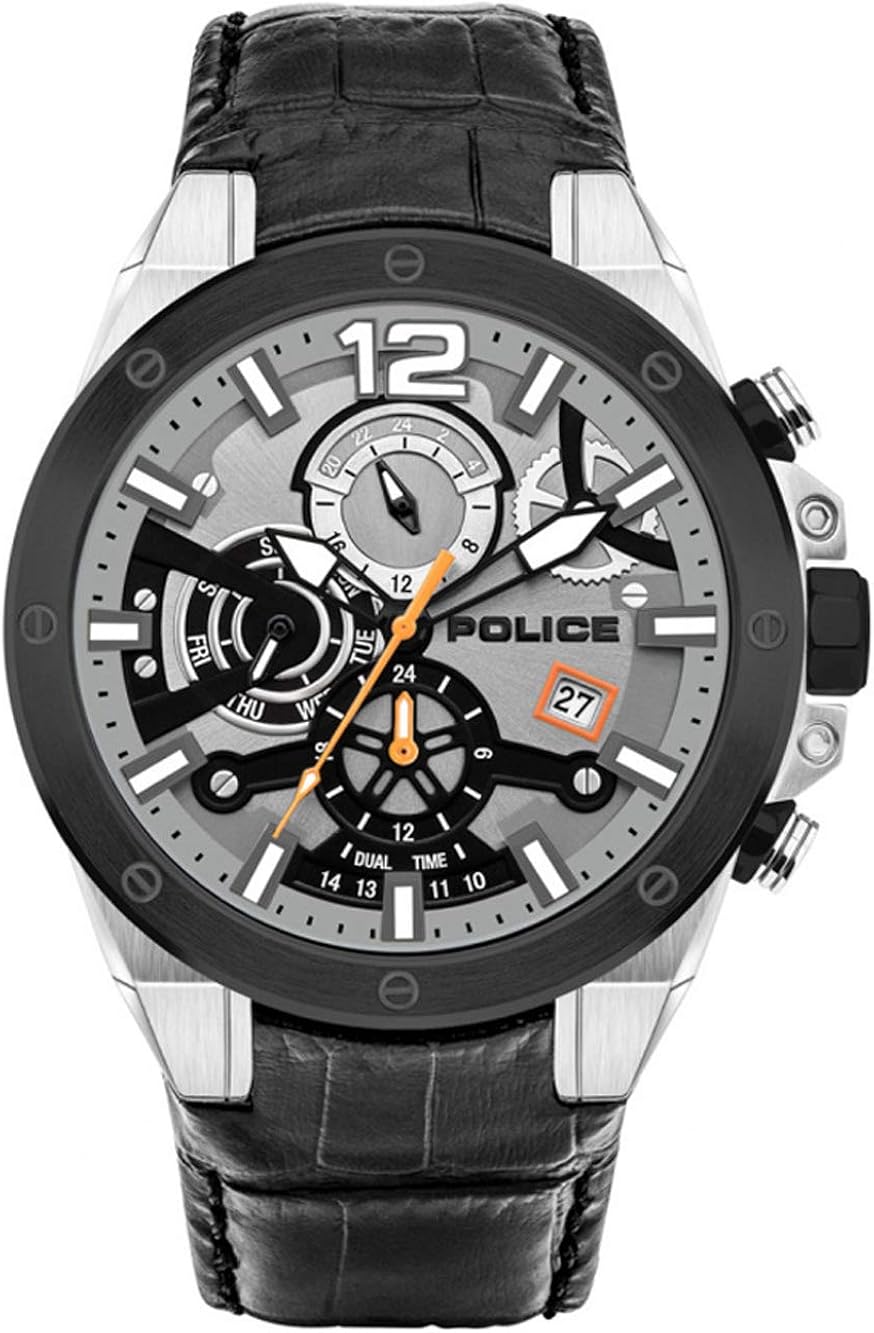 Police Watches saiho Mens Analog Quartz Watch with Leather