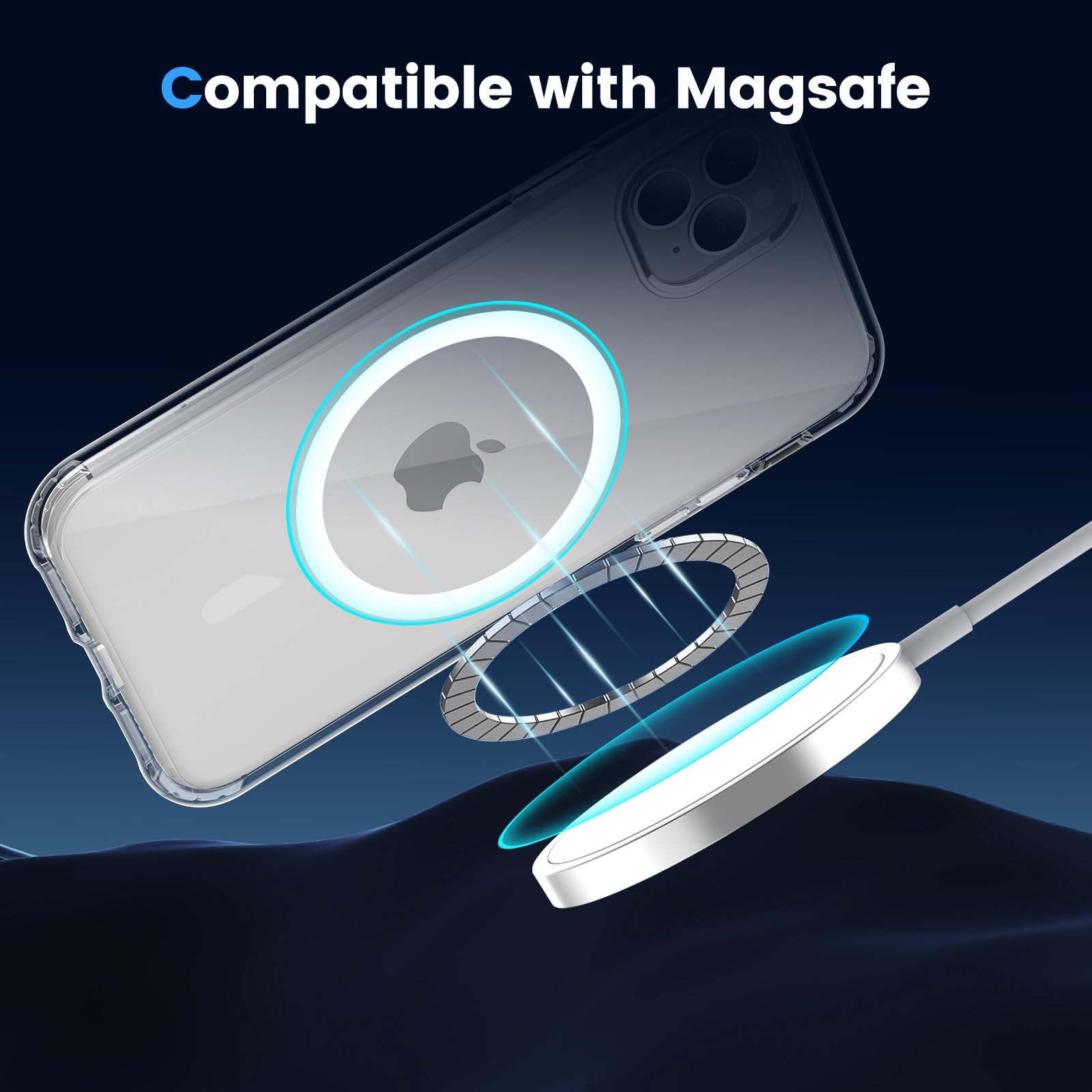 Temdan for iPhone 11 Pro Max Case Clear, Compatible with Magsafe, Anti-Yellowing, Military-Grade Protection, Shockproof Slim Magnetic Phone Case Cover, Transparent