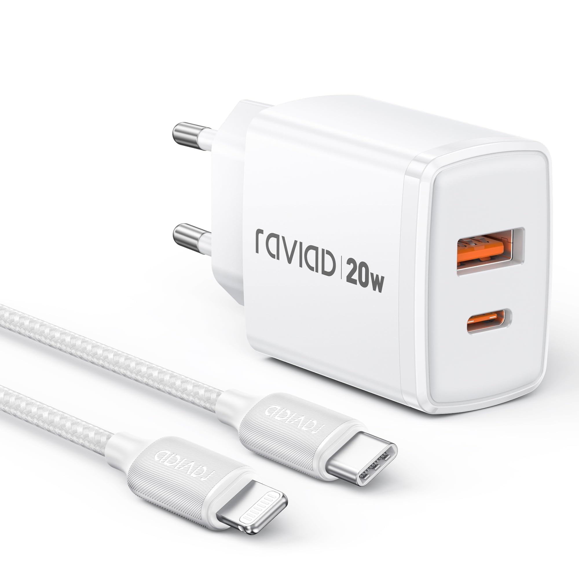 RAVIAD iPhone Ladekabel und Schnellladegerät [MFi-Zertifiziert] 20W iPhone Ladegerät, 2M USB C auf Lightning Kabel mit Netzteil Power Adapter Ladestecker für iPhone 14 Pro Max 13 Plus 12 11 SE X iPad