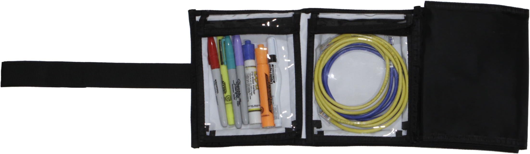 Portable Tool & Cable Organizer Wallet with 6 Clear 6" x 7" Pockets for Tools, Cables, Photo Accessories