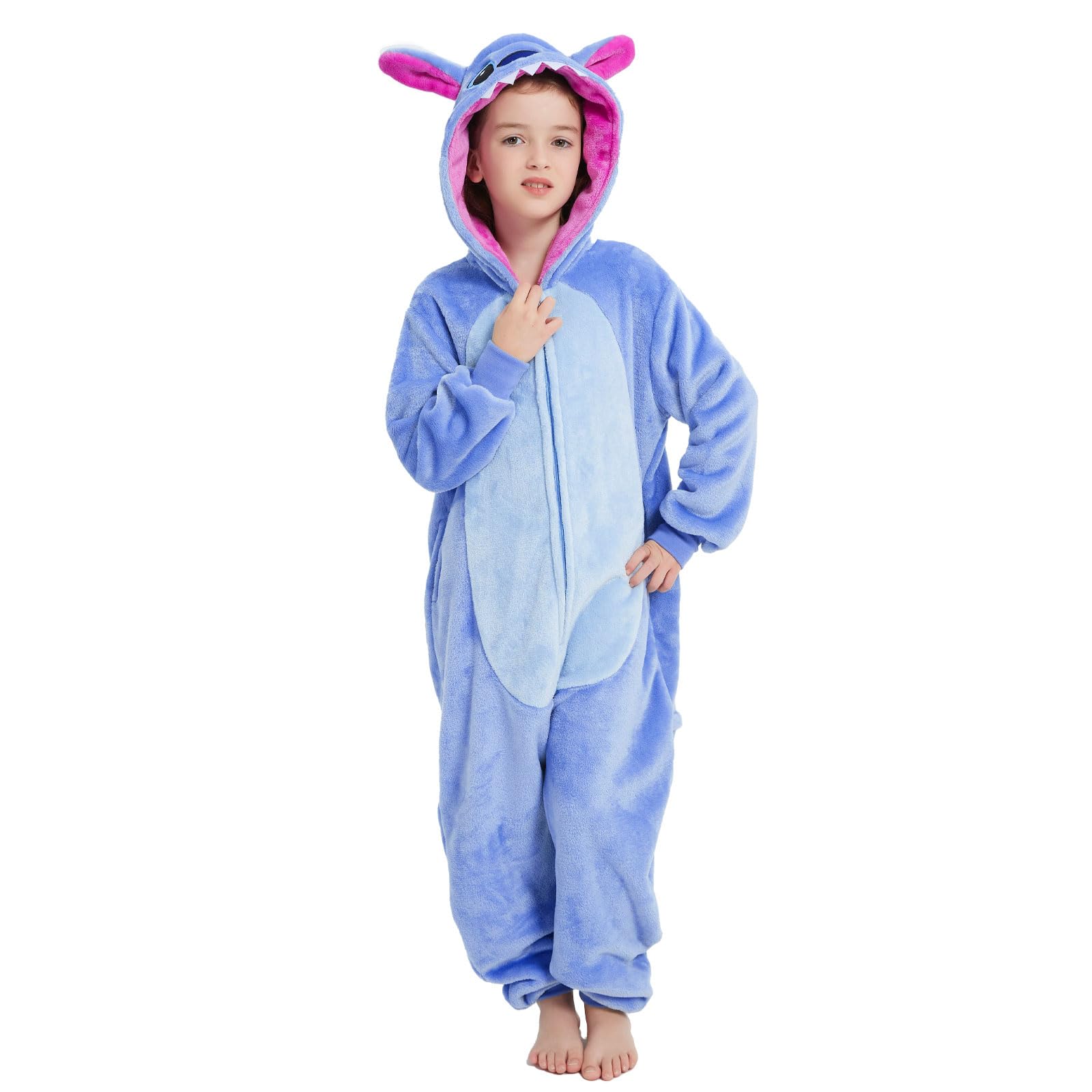 Photo 1 of Halloween Christmas Unisex Kids Flannel Cosplay Onesie Costume Outfit Suit for Girls and Boys (Stitch, 8 Years)