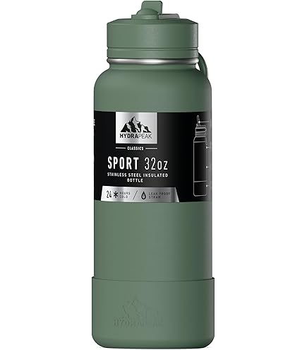 Hydrapeak 32oz Sport Insulated Water Bottle with Straw or Chug Lid