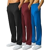 Ultra Performance 3 Pack Mens Sweatpants, Wide Leg Open Bottom Lounge Sweat Pants for Men