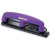 Bostitch Office EZ Squeeze Reduced Effort 3-Hole Punch, 12 Sheets, Purple