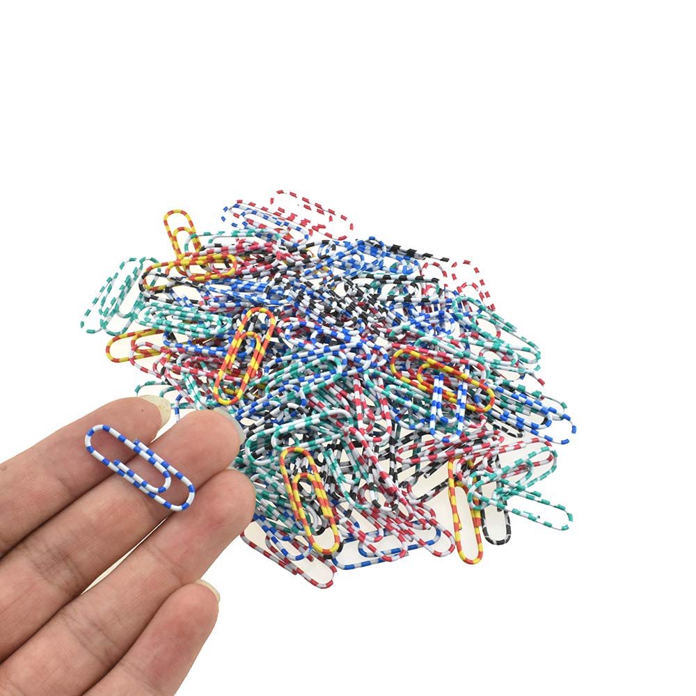 HAHIYO Paper Clips 1.1 inches (28mm) Length Striped Paperclips Vinyl Coated Prevent Scratching Tearing The Pages Sturdy Assorted Colors for Bookmark Organize Home Office School 150 Pack