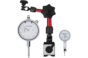 Accusize Industrial Tools 0-1'' x 0.001'' Dial Indicator, 0.03'' x 0.0005'' Dial Test Indicator with a Magnetic Base, 0510-05