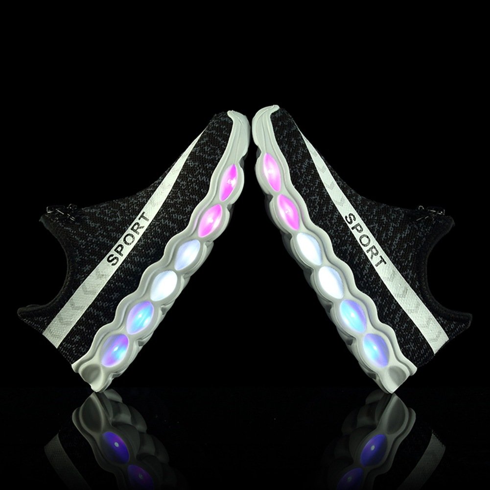 MEAYOU Kids Unisex LED Trainers Shoes USB Charging Flashing Low-Top Light Sneakers For Children Boys and Girls Black 2 UK Kid/EU 34
