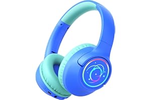 BOTESTY SOUND Kids Bluetooth Headphones, 85H Playtime Wireless Headphones for Kids, Colorful LED Lights, 85/94dB Safe Volume Limit, Bluetooth 5.4 Built-in Mic Toddler Headset for Tablet/Airplane/Travel (Blue)